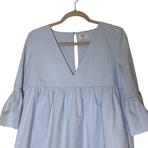 Aritzia Sunday Best Sky Blue Bell Sleeve Mini Dress- Size Medium - Picture 7 of 14